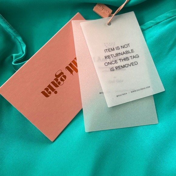 Cult Gaia Ayla Asymmetric One Shoulder Fringe Ebra Green Top Medium - Picture 11 of 13